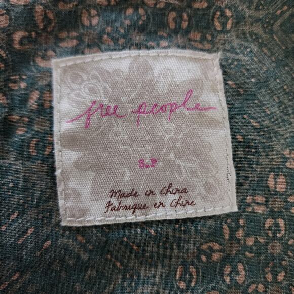 Free People Vintage Small Gold Embroidered Twill Parka Coat Jacket - Picture 7 of 10